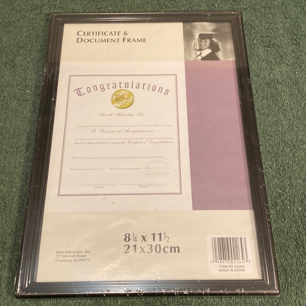 NWT certificate and document frame